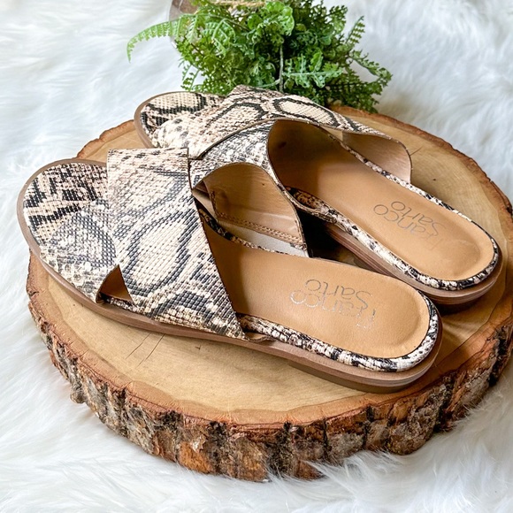 Franco Sarto Marcos Snake Criss Cross Strap Slide Sandal Slip On Shoes 6 - Picture 2 of 6